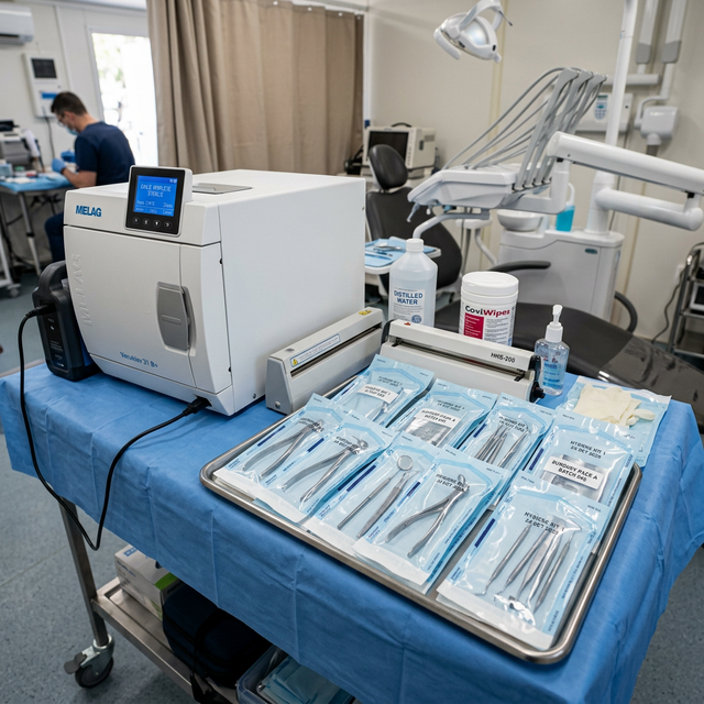Sterile dental instruments and infection control setup meeting Irish clinical standards